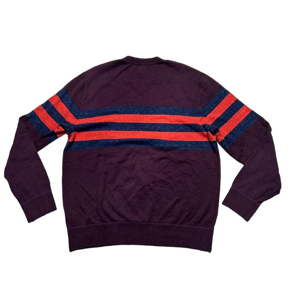Gap Sweater Mens Large Maroon Striped Long Sleeve Crew Neck Casual Pullover - Picture 3 of 8